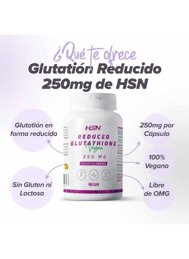 HSN Reduced Glutathione 250 mg | 120 Vegetable Capsules | With Selenium and Vitamin C | Non-GMO, Vegan, Gluten Free - Image 3